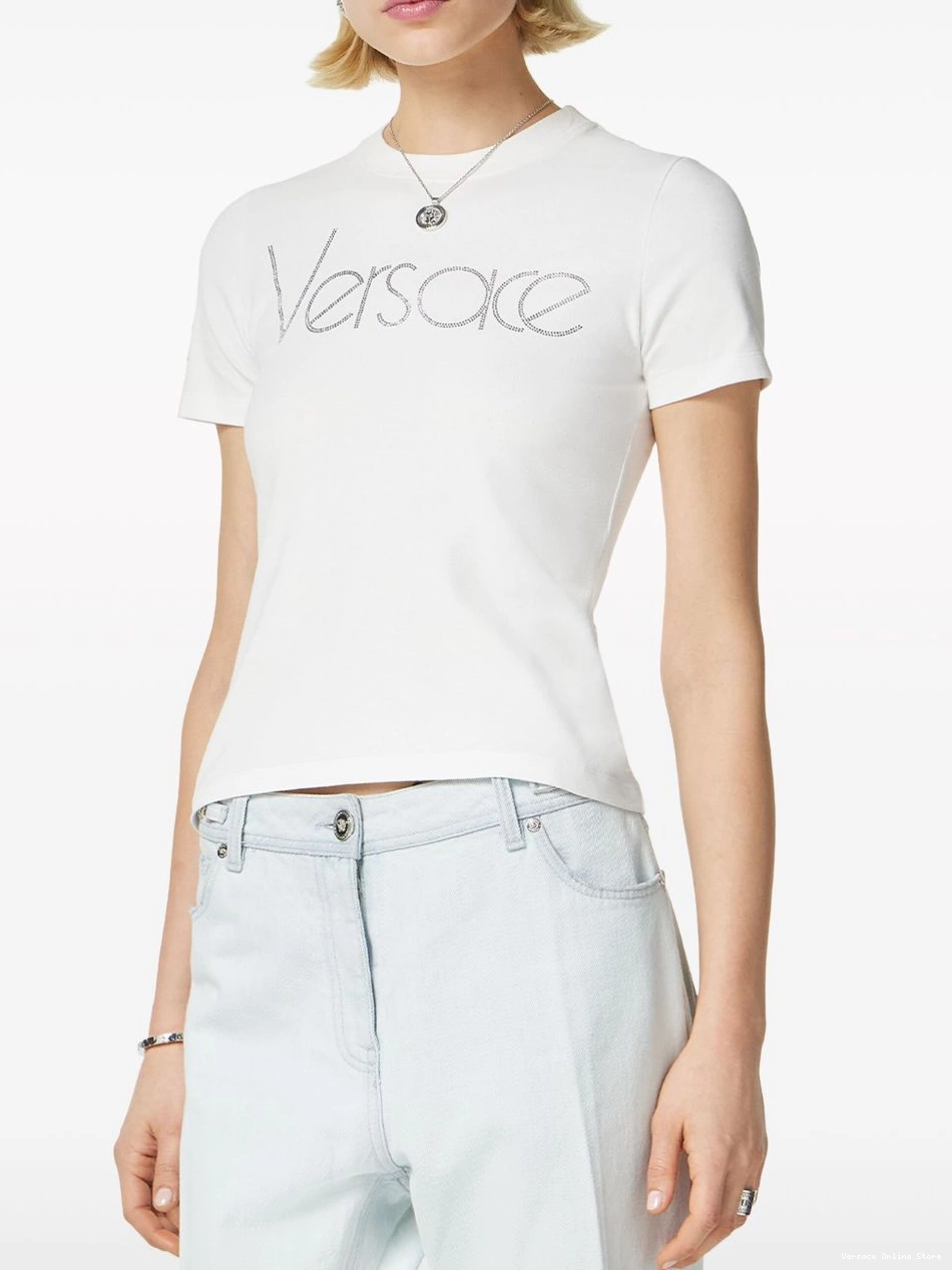 Cheap logo Versace Crystal T-shirt Women 1978 0406